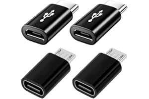 MEPSIES Micro USB to USB C Adapter 4 Pack, Type C Male to MicroUSB Female Adaptor and MicroUSB Male to USB C Female Adapter Compatible with Samsung Galaxy, Android Phones and More, Black