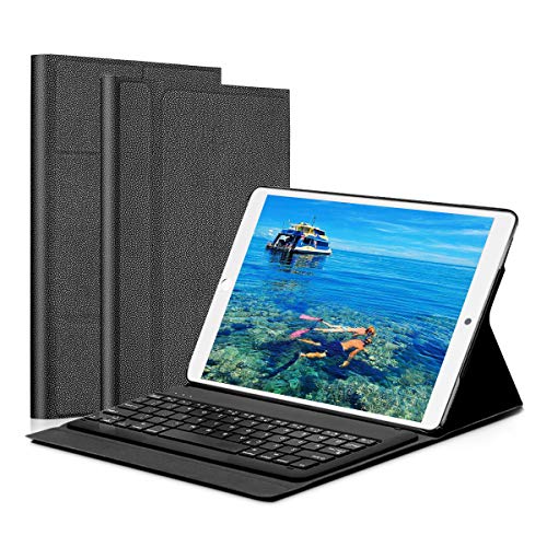 Funda para Teclado SIROD [QWERTY Layout], Delgada Funda de Soporte Frontal de PU con Teclado inalámbrico para Apple iPad 9.7 2018/2017 9.7 Pulgadas, Color Negro