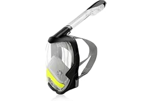 Vitare Masque de Plongée pour Adulte et Enfant, Masque de Plongée Intégral, Grand Champ de Vision 180°Masque Snorkeling, Masque Tuba avec Support de Caméra Amovible - L/XL S/M