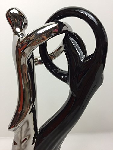 Gilde Skulptur Paar Circle Tanz Zusammenhalt Platin Schwarz ca 28 cm Nr 30571 - 3