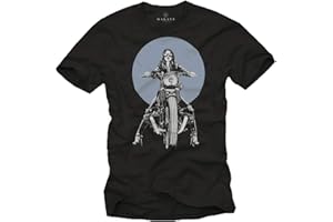 Makaya T-Shirt Homme Moto Vintage - R100 Cafe Racer Girl - Idee Cadeau Motard