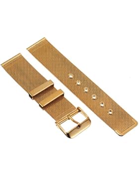 20mm Herren Damen Gold Edelstahl Uhren-Armband Uhrenarmbänder Uhrband Watch Band Watch Strap Uhr Unisex mit Edelstahlschliesse...