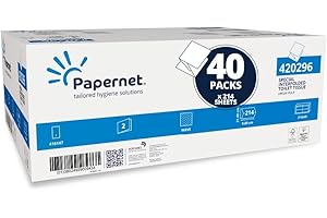 Papernet - Pure Cellulose, 2-Ply Interfolded Toilet Paper, 8560 Services, 214 Services per Clip, White, 21x9.8cm