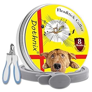 dothnix Collares Antiparasitos para Perros y Gatos contra Pulgas, Garrapatas y Mosquitos, 8 Meses de Protección, con Cortaúñas Tijera de Uñas para Mascotas(55cm)