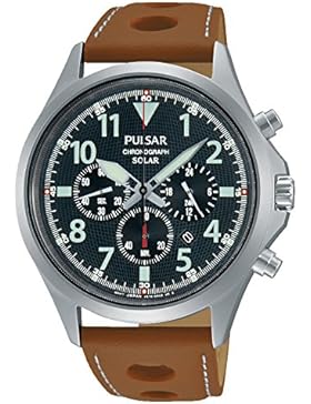 Pulsar Herren-Armbanduhr Solar Analog Quarz Leder PX5023X1