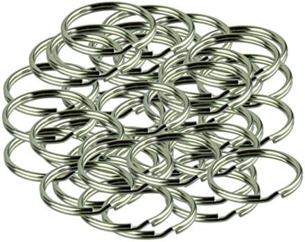 Dojore Pack of 50 Silver Round Metal 20mm Diameter Split Rings. For Keys, Hoops, Charms, Fobs, Keychains, Keyrings, Purses & Handbags