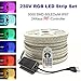 Produktbild 02 Meter 230V LED RGB mehrfarbig Strip Streifen Lichtband Flex Band mit 5050 SMD 60LEDs pro Meter IP67 - für Innen und Außen Wasserfest mit 24 Keys RadioFrequency Fernbedienung (RF-Controller (RadioFrequency), 02 Meter)