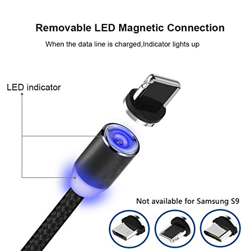 Magn  tique C  ble USB Lightning   USB C  Type C   Micro Charge Ultime Rapide   NO Synchro - 3 en 1 Nylon Tress   C  ble Chargeur en Aluminium pour iPhone  Samsung   Sauf S9     Nexus  Oneplus  Sony  Huawei  Nokia  New MacBook  ChromeBook Pixel  Nintendo Switch et d   autres appareils compatibles USB  1M noir 