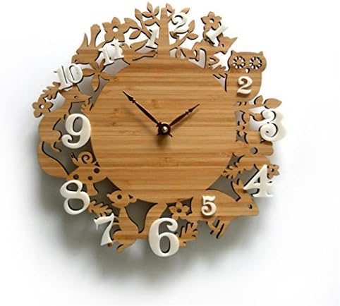 Uncle Sam LI- Rural Pastoral bamboo huts Forest cuckoo clock wall decoration Animal clocks,12inches ( Color : #1 )