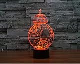 SmartEra® USB Star Wars Charakter Film BB8 Roboter sieben Farbwechsel LED-Touch-Taste 3D Optische Täuschung Schreibtischlampe - 3
