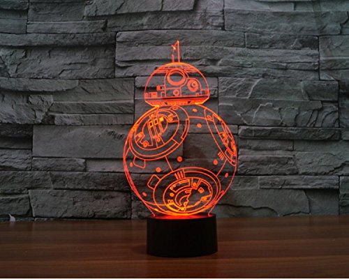 SmartEra® USB Star Wars Charakter Film BB8 Roboter sieben Farbwechsel LED-Touch-Taste 3D Optische Täuschung Schreibtischlampe - 3