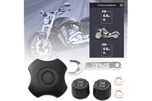 LYXMY Moto Presión de Neumáticos Monitorización Sensor, Inalámbrico Externo Protección Sensor, TPMS Presión de Neumáticos Sistema de Monitoreo, Bluetooth App, Compatible con Android Ios, 1 Par