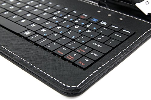 Schwarze Schutzhülle Etui Tasche Case mit Clips, handgefertigt aus Premium Lederimitat mit integrierter Tastatur / Keyboard für SAMSUNG Series 7 Slate PC | Galaxy Tab GT-P5200 Tablets – ENGLISCHE QWERTY Belegung - 2