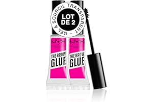 NYX Professional Makeup Colle Fixatrice à Sourcils Teintée, Tenue 16H, Formule Vegan, Fini Naturel, Applicateur Goupillon, The Brow Glue, Lot de 2, Teinte : Transparent (01)