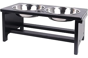 Raised Dog Bowls For Medium Sized Dogs, Elevated Dog Bowls With Stand, Dog Feeding Bowls On Stand With 2 Stainless Steel By Nothing Burger(Black)