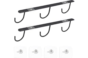 KINDPMA 2 Pezzi Porta Tazze da Appendere 3 Ganci Gancio Tazzine da Caffe Sottomensola Pensile con 4 Viti Adesive per Tazze, Utensili da Cucina