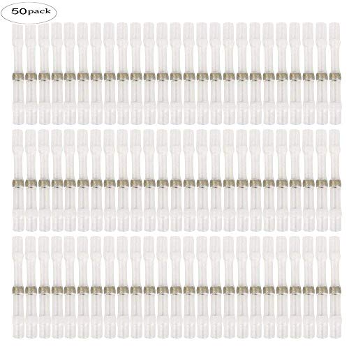 Eagles 50pcs Cosses Electriques Souder Gaine Thermorétractable Terminaux Cuivre Electrique, Fil Câble Connecteur,Blanc