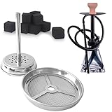 Premium Shisha Kaminaufsatz BLOCKARD aus Edelstahl [für Köpfe bis 6cm Durchmesser (nicht im Lieferumfang enthalten)] - Kokosnuss Natur-Kohle | Wasserpfeife Tabak | Kamin-Kopf Aufsatz | Alufolie Haube - 