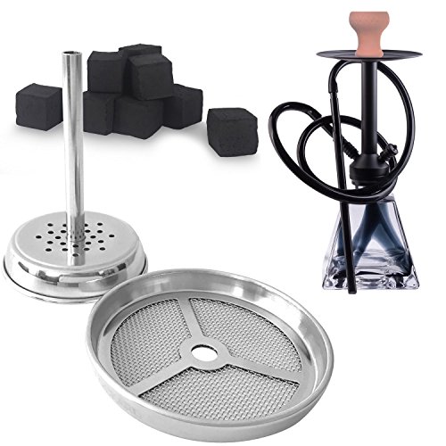 Premium Shisha Kaminaufsatz BLOCKARD aus Edelstahl [für Köpfe bis 6cm Durchmesser (nicht im Lieferumfang enthalten)] – Kokosnuss Natur-Kohle | Wasserpfeife Tabak | Kamin-Kopf Aufsatz | Alufolie Haube - 3