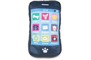 PET LONDON PetLondon Smart Phone Soft Plush Puppy Dog Toy iBone, 6" Realistic Dog Toy Phone Shape Black Plush London Dog Toy