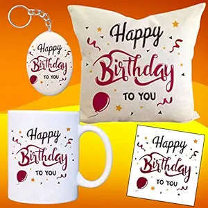 Mug + Cushion + Key Chain + Giftcard | Combo Birthday Gift for Girls, Girlfriend, Husband, Wife, Boyfriend - Winni