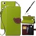 Produktbild Für Huawei P9 Lite Hülle, GrandEver Lederhülle Handschlaufe Schutzhülle Flip Case Baum Blatt Design Backcover Flip Cover Wallet Hardcase im Bookstyle Handyhülle Tasche mit Standfunktion Kartenschlitz Schutzfolie Buchstil Klapptasche in Lederoptik Etui Brieftasche (Grün) und Schwarz Stylus Pen