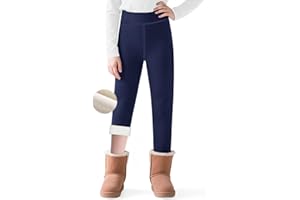 Domueay Ragazze Leggins Termici con Fodera in Pile, Morbidi Cotone Leggings Bambina Invernali Legging Felpati Vita Alta Caldi Collant Tinta Unita Elastici Lunghi Pantaloni 6-14 Anni