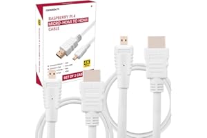 GeeekPi 2PCS 4K Micro HDMI to HDMI Cable Male to Male Cable, High Speed 18Gbps 4K 60Hz, Compatible with Raspberry Pi 5/Pi 4 8GB/4GB/2GB/1GB/Raspberry Pi 400