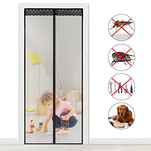 Preisvergleich Produktbild Fliegengitter Magnet Insektenschutz Fliegen Vorhang für Balkontür Wohnzimmer Klettband Fassung Schwarz Moskitonetzes für Terrassentür (110x220cm)