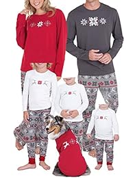 Chicolife familia juego pijamas copo de nieve ciervos de la Navidad impresión fija ropa de dormir pijamas para familia hombres mujeres niños