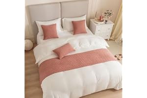 Morbuy Bed Runners and Matching Cushion Cover, Reversible Jacquard Bed Runners Scarves Home Decoration Hotel Bedding Bed Towel Bedroom Bedspread Protection (45x210cm(Bed Runners),pink)
