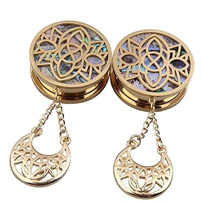 MagiDeal 2pcs Plugs D'oreille Fleur Creux en Acier Inoxyable Ecarteur Charms Boucles D'oreilles - 8mm