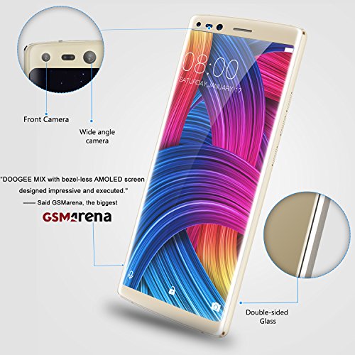 Handy ohne Vertrag,DOOGEE MIX 2 Dual SIM Guenstig Smartphone mit 4G Android 7.1,5.99 Zoll FHD Display 6GB+64GB RAM,Helio P25 Prozessor,8.0MP Dual Front Kameras,13MP+16MP Quad-Kameras,4060mAh handys,USB Type-C,Face Unlock-Gold