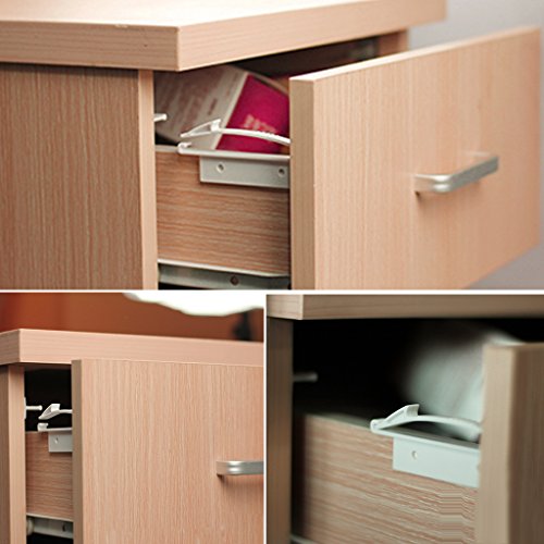 Hipiwe Baby Safety Drawer Locks, Cabinet and Cupboard Latches, Childproof Safety Catches, 4 Pack, White