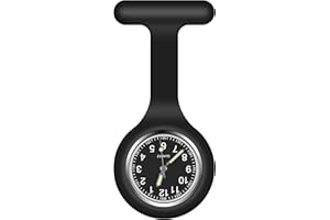 Vicloon Schwesternuhren mit Clip, Krankenschwester Uhren, Dehnbare Silikon Hülle, um Bruch zu Verhindern, Glow Pointer, Quarzwerk, Ansteckuhr für Krankenschwestern und Ärzte