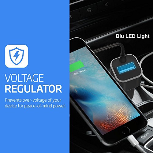 Garantie    Vie  iVoler Chargeur de Voiture Allume-Cigare 2 Ports USB 24W  4 8A avec C  ble Lightning  1 5m  Ultra Petit Chargeur Allume-Cigare USB d
