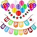 Produktbild Geburtstag Party Dekoration, Gyvazla Geburtstag Dekoration Set mit 1 Banner Alles Gute zum Geburtstag "Happy Birthday", 8 Honeycomb Balls, 1 Girlande Stern, 12 Große Party Luftballons