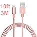 Price comparison product image Lightning Cable, JOOMFEEN 10ft/3m Nylon Braided Extra Long 8pin Charging Cable USB Cord Charger for Apple iPhone 7/7 Plus/SE/6/6s/6 plus/6s plus,5c/5s/5,iPad Pro/Air/Mini,iPod Nano/Touch(Rose Gold)