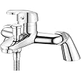 Coleniny Modern Bath Shower Mixer Tap with Filler Spout, Single Lever Monobloc Shower Bath Tap, Exposed Faucet Solid Brass Chrome Finished-1/2'' Outlet 180mm Centres
