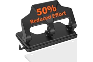 AFMAT Locher, Locher 3 Loch, Stabil und Kräftig für 40 Blatt Locher Groß, Hole Puncher 50% Weniger Kraftaufwand, Büro Loche Metall-Papierlocher für Büro, Schule und Zuhause,Schwarz