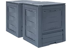 vidaXL 2X Composteurs de Jardin Bac de Compostage Bac à Compost Récipient à Fertilisant Boîte à Déchets Extérieur Gris 60x60x73 cm 520 L