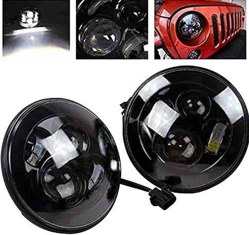 7 " Car LED Headlight , Daytime Running Light, Angel eyes light for Jeep Jeep Wrangler JK 97-15 Hummer Toyota Defender, Front Bumper Lamp Halo Light Ring, Automotive Lighting External Assemblies. (Chrome)