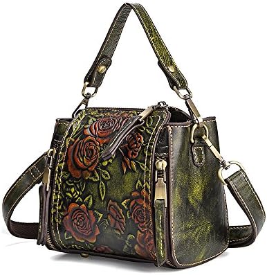 Luxury Genuine Leather Handbag Shop Trendy Designer Boutique Genuine Leather Small Tote Bag Shoulder Handbags for Ladies with Rose Embossing