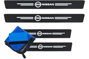 ODOKIT Seuil De Protection Porte Fibre De Carbone Noir - Compatible avec Nissan Qashqai, Juke, X-Trail, Micra, Leaf, Pulsar, Pathfinder - Accessoires 4 Pièces - Facile à Installer - Pose Rapide