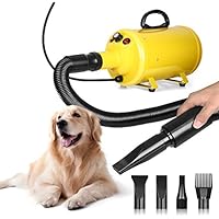 Amzdeal Hundefön Pet Dryer für Hundepflege Tierfön mit einstellbarer Windgeschwindigkeit, Hundetrockner mit 4 Düsen