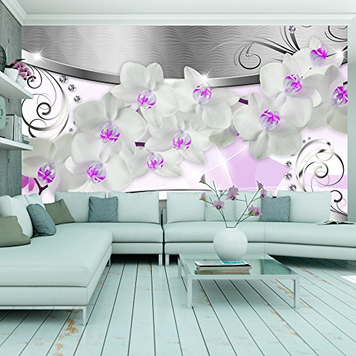 FOTOTAPETE 300x210 cm - VLIES TAPETE PREMIUM - PROFI QUALITÄT - 3 Farben zur Auswahl - Top moderne Wanddeko - Wandbilder XXL - Riesen Wandbild - Top Design Tapete - Neue exklusive Edition mit noch besser Druckauflösung - Deutsches Premium Vlies - Blumen Orchidee Natur b-A-0111-a-d