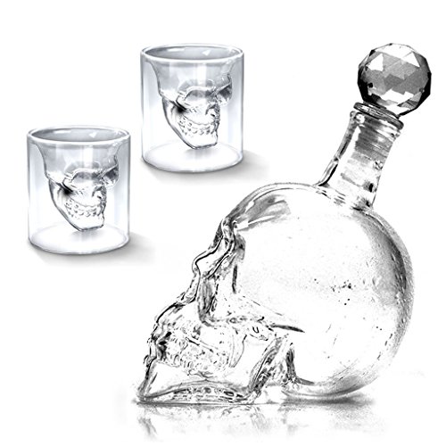 1000ml Carafe à Décanter Décanteur Bouteille de Vin Vodka Whisky avec 2pcs 73ml Verre à Vin Forme de Crâne Type 1 1000ml Carafe à Décanter Décanteur Bouteille de Vin Vodka Whisky avec 2pcs 73ml Verre à Vin Forme de Crâne Type 1