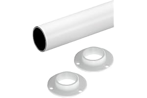 Gedotec Kleiderstange Wandmontage rund | 1 Set Garderobenstange mit 2 Stk Schrankrohrlager Weiß matt | POLE | Möbelrohr Stahl 1500 mm Länge Ø 25mm - 60 kg Tragkraft | Kleiderstange Wand