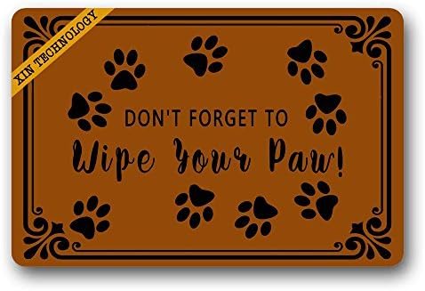 Don't Forget To Wipe Your Paw Print Durable Rubber Doormat Rug Floor Mat for Home Indoor Entrance Non-Slip Doormats Mats 23.6"x15.7"
