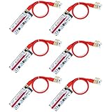 YIKESHU, Latest Red PCI-E PCIe Upgraed 008S 16X to 1X riser board, Graphics Extension Ethereum ETH Mining Powered Riser Adapter Card, 4 Solid Capacitors, 60cm USB 3.0(6-Pack, 4+6PIN)